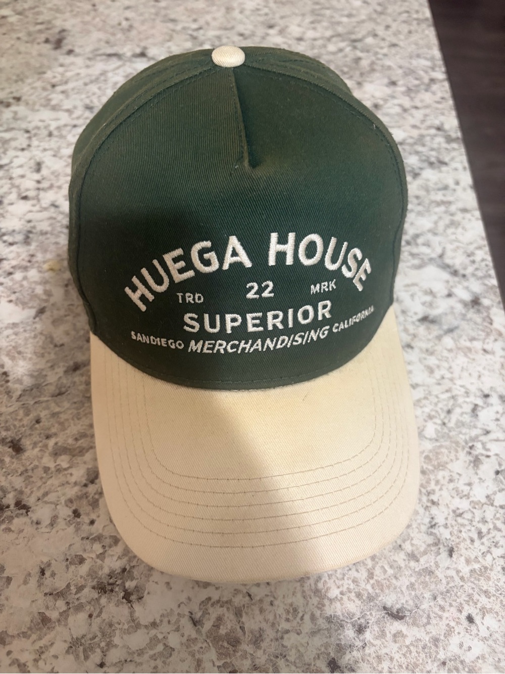 Huega House Superior Two-Tone Green and Cream Baseball Cap